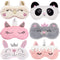 Sleep Mask for Kids Sleeping Mask ,Aniwon 6 Pack Cute Animal Eye Mask for Sleeping Unicorn Sleep Mask for Kids Girl Soft Plush Blindfold Covers Eye Mask for Women Girls Kids Favor