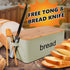 LifeSmart Bread Box Cutting Board and Bread Accessories- Bamboo - 12.5 inches by 6.5 inches by 4 inches - Includes Bonus Bread Knife and Bamboo Toast Tongs