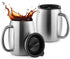 Stainless Steel Coffee Mugs with Spill Resistant Lids, 14 Oz Double Walled Insulated Coffee, Tea or Beer Cups, Set of 2