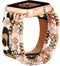 fastgo Bracelet Band Beaded Compatible with Apple Watch 38mm 40mm 41mm Women, Elastic Leather Leopard Strap for Iwatch SE& Series Ultra 8 7 6 5 4 3 2 1(Cheetah/Gold,38/40/41mm)