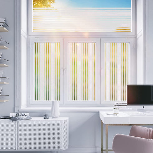Coavas Window Privacy Film Blinds Frosted Glass Film Sun UV Blocking Static Clings Non-Adhesive Heat Control Home Office Decorative Stickers Bathroom Door Covering(17.5 x 118.1 Inch, Pure)