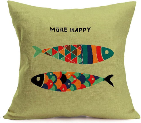 Sea Theme Fish Pillow Covers Nautical Throw Pillowcases Beach Cushion Covers 18 X 18 Inch,4 Pack(Sea-2)