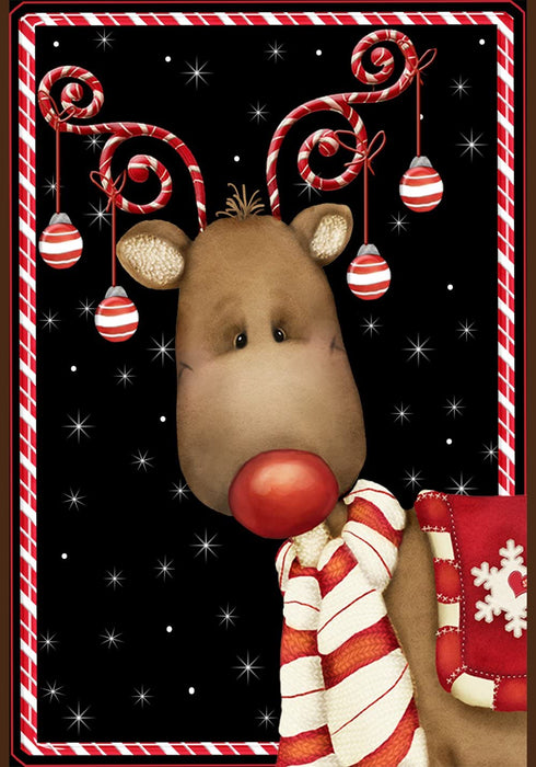 Toland Home Garden Candy Cane Reindeer 12.5 x 18 Inch Decorative Winter Christmas Holiday Ornament Garden Flag