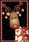 Toland Home Garden Candy Cane Reindeer 12.5 x 18 Inch Decorative Winter Christmas Holiday Ornament Garden Flag