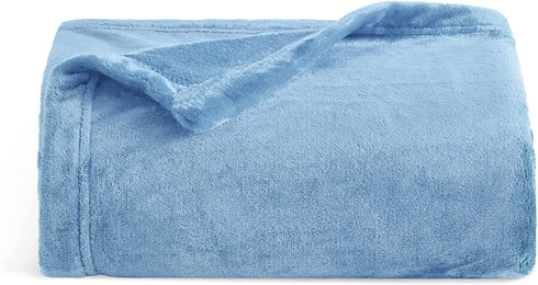 Bedsure Fleece Blanket Twin Blanket Washed Blue - 300GSM Soft Lightweight Plush Cozy Twin Blankets for Bed, Sofa, Couch, Travel, Camping, 60x80 inches