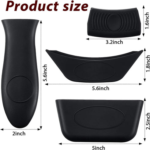 Boao 8 PCS Silicone Hot Handle Holders and Pot Holders Cover Removable Rubber Hot Resistant Pot Holder Sleeves Lid Covers for Cast Iron Skillets Metal Frying Pans Aluminum Cookware Handles
