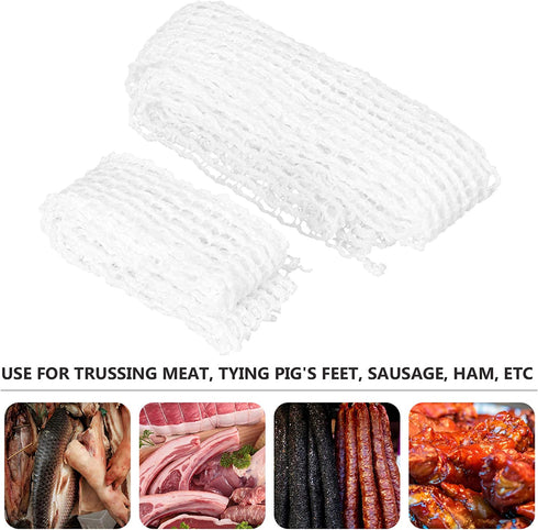 Cabilock 2pcs Meat Netting Roll Ham Sock Elastic Netting Meat Butcher Twine Net Meat Netting Roll (1m/3m Each 1pc)