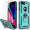 iPhone 8 Plus Case,iPhone 7 Plus Case with Glass Screen Protector,Military Grade 16ft. Drop Tested Protective Phone Case with Magnetic Car Mount Kickstand for iPhone 7 Plus/iPhone 8 Plus Teal