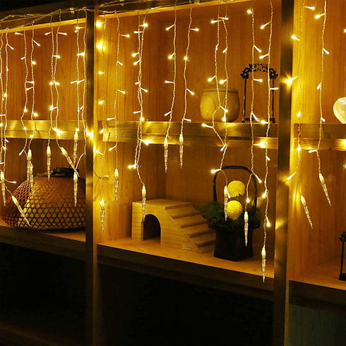 Icicle Christmas Lights, 29.5ft 360 LED Connectable Icicle String Lights with 60 Drops, Window Curtain Fairy Lights with 8 Modes, Icicle Fairy Twinkle Lights for Christmas Decorations (Warm White)