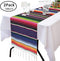 Mexican Table Runner for Cinco de Mayo Decorations, 108" x 14" 2Packs Hand Woven Mexican Blanket Table Runner Fiesta Party Supplies, Fringe Cotton Serape Table Runner for Mexican Party Wedding Decor
