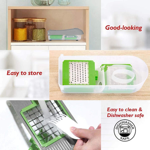LHS Vegetable Chopper, Pro Onion Chopper Slicer Dicer Cutter - Cheese & Veggie Chopper - Food Chopper Dicer with 5 Blades (Gray?