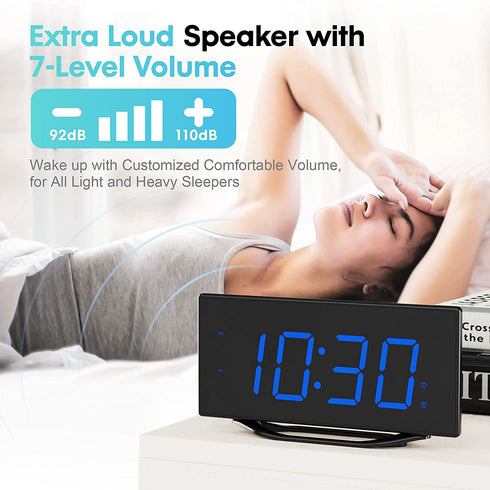 Loud Digital Alarm Clock for Bedroom,Bedside Dual Alarm Clock for Heavy Sleepers Adult Teen with USB Charger,Desk Clock with 8.7" Large LED Display,Battery Backup,7-Level Brightness&Volume,Snooze,DST