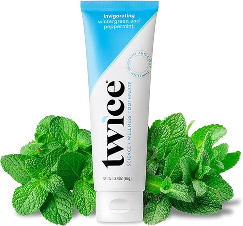 Twice Toothpaste - Sensitive Teeth Whitening Toothpaste - SLS Free Toothpaste with Fluoride and Cavity Protection - (Wintergreen and Peppermint Toothpaste)