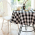 Buffalo Plaid Round Tablecloth Checkered Cotton Linen Table Cover for Kitchen Dining Room Home Decor ( Round - 55 Inch, White & Black )