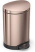 simplehuman 6 Liter / 1.6 Gallon Semi-Round Bathroom Step Trash Can, Rose Gold Stainless Steel