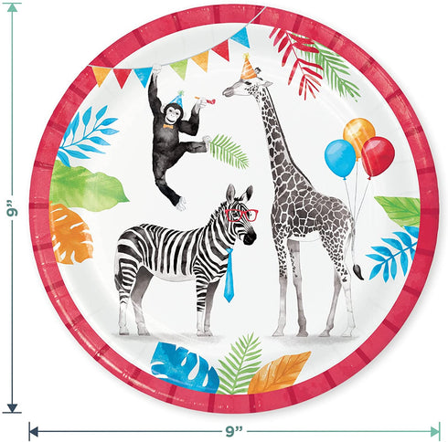 Safari Party Animal Paper Dinner Plates, Luncheon Napkins, and Cups (Serves 16)