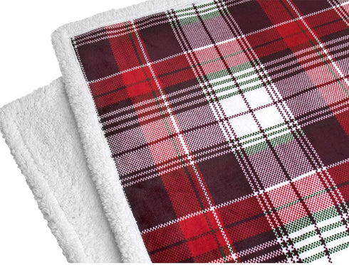 PAVILIA Christmas Plaid Blanket | Sherpa Fleece Flannel Throw Blanket | Christmas Plaid Warm Plush Microfiber Blanket for Couch Sofa | 60x80 Inches