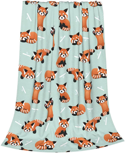 Kadiman Red Panda Bears Flannel Fleece Throw Blanket for Kids Lightweight Cozy Plush Bed Blanket for Bedroom Living Rooms Sofa Couch 50InchX40Inch