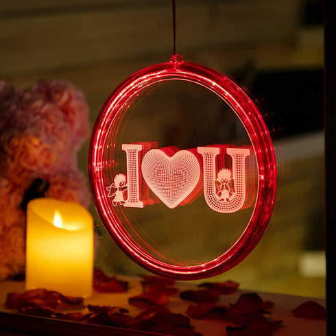 Valentines Day Window Decorative Light Backdrop String Lights Decorative Red Love Valentine Lights for Windows Pathway Patio Bedroom Party Holiday Wall Decoration (I Love U)
