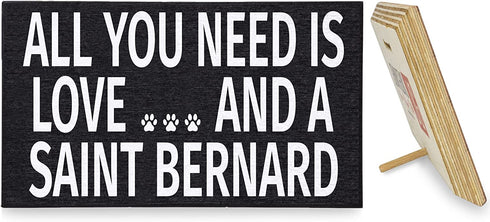 JennyGems Saint Bernard Sign, All You Need is Love and A Saint Bernard, Wood Sign, 9.5x5.5 Inches, Saint Bernard Mom, Saint Bernard Gifts, Saint Bernard Dogs, Saint Bernard Decor, American Made