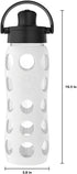 Lifefactory 22-Ounce Glass Water Bottle with Active Flip Cap and Protective Silicone Sleeve, Optic White