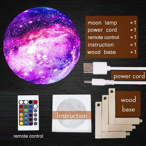 Eguled Moon Lamp inches Galaxy Lamp Night Light 16 Colors LED Moon Light with Stand Remote Touch Control and USB Rechargeable Home D©cor(5.9 inches)