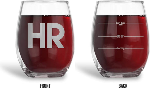 BAD BANANAS Human Resources Gifts - 21 oz Stemless Wine Glasses - Funny HR Gag Gift Ideas for Women Men Coworkers