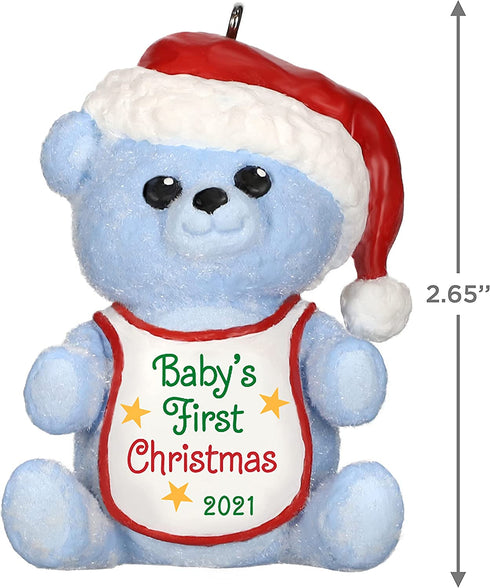 Hallmark Keepsake Christmas Ornament, Year Dated 2021, Baby Boy's First Christmas Blue Bear
