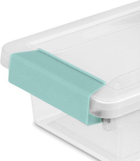 Sterilite 19698606 Mini Clip Box, Clear with Blue Aquarium Latches, 6-Pack