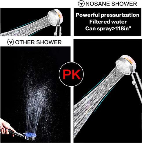 Propeller Turbo Fan 360 Spinning High Pressure Hydro Shower Head - Easy Install Vortex Propeller Driven Spa Shower Heads With Filter (Bule)