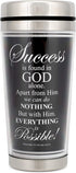 Success in God John 15:5 Black 16 Oz. Stainless Steel Insulated Travel Mug with Lid