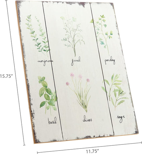 Barnyard Designs Kitchen Herbs and Spices Wooden Plaque Botanical Print Sign Rustic Country Farmhouse Wall Art Decor 15.75 x 11.75