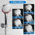 Shower Head Combo,10 Inch High Pressure Rain Shower Head with 11 Inch Adjustable Extension Arm and 5 Settings Handheld Shower Head Combo,Powerful Shower Spray Against Low Pressure Water with Long Hose