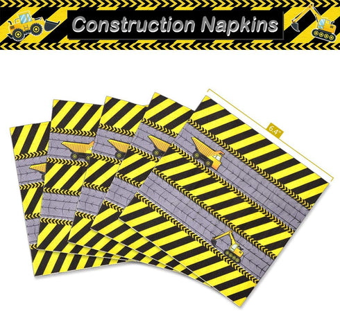 WERNNSAI Construction Party Supplies - Disposable Dump Truck Themed Tableware Set for Boys Kids Birthday Dinner Dessert Plates and Napkins Serves 16 Guests 48PCS
