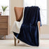 HBlife Sherpa Throw Blanket for Couch 50X60 Inches, Super Cozy Fuzzy Fleece Warm Plush Decorative Cabin Reversible Thick Blankets and Throws for Bed Sofa, Navy
