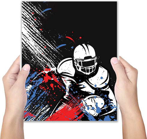 Football Watercolor Wall Art Decor Prints - Set of 4 (8x10) Inch Unframed Poster Photos - Bedroom