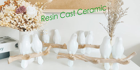 HaakLux Bird Hat Hook,Wall Hanger Decor Hooks,Mounted Resin Cast Ceramic,Tree Branch with Unique Hanging White Dove for Coat Towel Key Clothes in Bathroom Kitchen Bedroom Living Room(2 Birds)