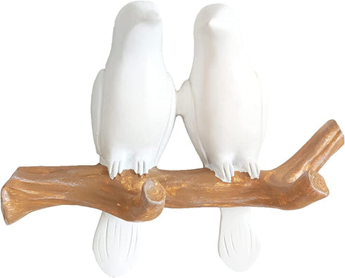 HaakLux Bird Hat Hook,Wall Hanger Decor Hooks,Mounted Resin Cast Ceramic,Tree Branch with Unique Hanging White Dove for Coat Towel Key Clothes in Bathroom Kitchen Bedroom Living Room(2 Birds)