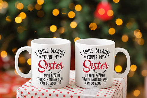 Mothers Day Gifts For Sister. Sister Gifts From Sister. Big Sisters Gift From Brother. Little Sister Birthday Gift. Funny Best Coffee Mug Cup Ideas. New Happy Funny Mugs Presents From Sister In Law