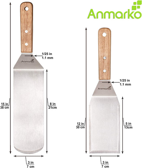 Professional Metal Spatula Set - Stainless Steel Spatula and Griddle Scraper - Heavy Spatula Griddle Accessories Great for Cast Iron Griddle BBQ Flat Top Grill - Commercial Grade