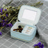 Cute Mini Jewelry Box, Portable Mirror Jewelry Organizer PU Leather Box for Women Girls Gift(Blue)
