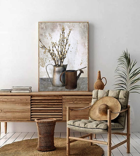 Milili Rustic Floral Country Farmhouse Bottle Floral Wall Art Flower Painting for Bathroom Wall Art Poster Country Style Canvas Wall Art Picture Prints for Home Decor 16 inchx24 inch No-frame