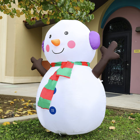 GOOSH 4 FT Christmas Inflatable Outdoor Cute Snowman, Blow Up Yard Decoration Clearance with LED Lights Built-in for Holiday/Party/Xmas/Yard/Garden