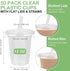 Zezzxu 50Pack 12oz Clear Plastic Cups with Hole Flat Lids and Straws, Crystal Clear PET Disposable Party Cups for Cold Drinks, Iced Coffee, Juice, Smoothie, Milkshake, Bubble Boba Tea