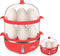 Bear Rapid Electric Egg Cooker,14 Capacity Double Tier Egg Boiler,Auto Shut-Off Egg Poacher for Hard Boiled Poached Scrambled Omelets Steamed Vegetables Dumplings,Red