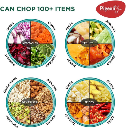 Pigeon Vegetable Chopper | Handy and Compact Manual Food Chopper with Stainless Steel Blades | 0.9 Liters |Large Hand Powered| Onion Chopper | Vegetable Cutter | Veggie chopper | Pull Chopper