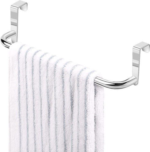 4 Pieces Metal Towel Bar Kitchen Cabinet Towel Rack Strong Steel Towel Bar Rack for Hanging on Inside or Outside of Doors, Home Kitchen Bathroom, Hand Towels, Dish Towels and Tea Towels (Silver)