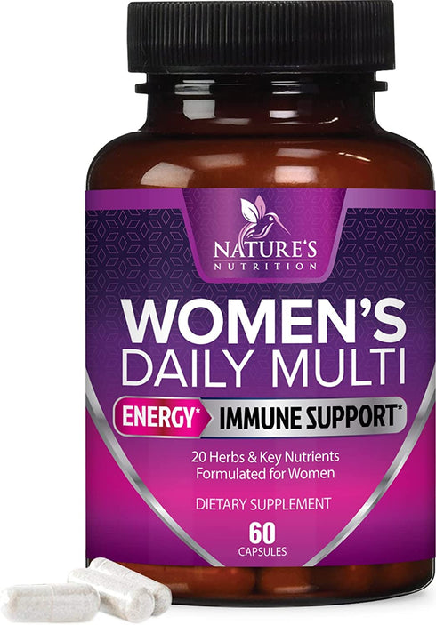 Multivitamin for Women, Nature's Daily Womens Multi Vitamin Supplement for Immune Health Support with Vitamins A, C, D, E and Zinc, Vitamin B12 for Energy with Biotin - 60 Capsules