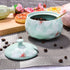 Ceramic Sugar Bowl with Lid, Ceramics Cyan Sugar Salt Pepper Storage Jar Seasoning Pot with Lid and Spoon for Home and Kitchen