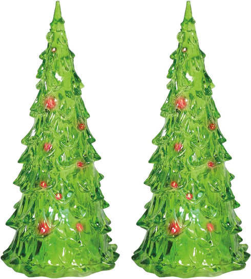 Department 56 Village Collection Accessories Emerald Trees Lit Figurine Set, Various Sizes, Multicolor